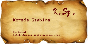 Korsós Szabina névjegykártya